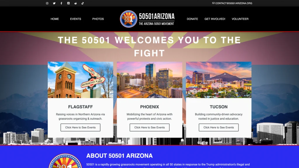 Homepage of 50501 Arizona